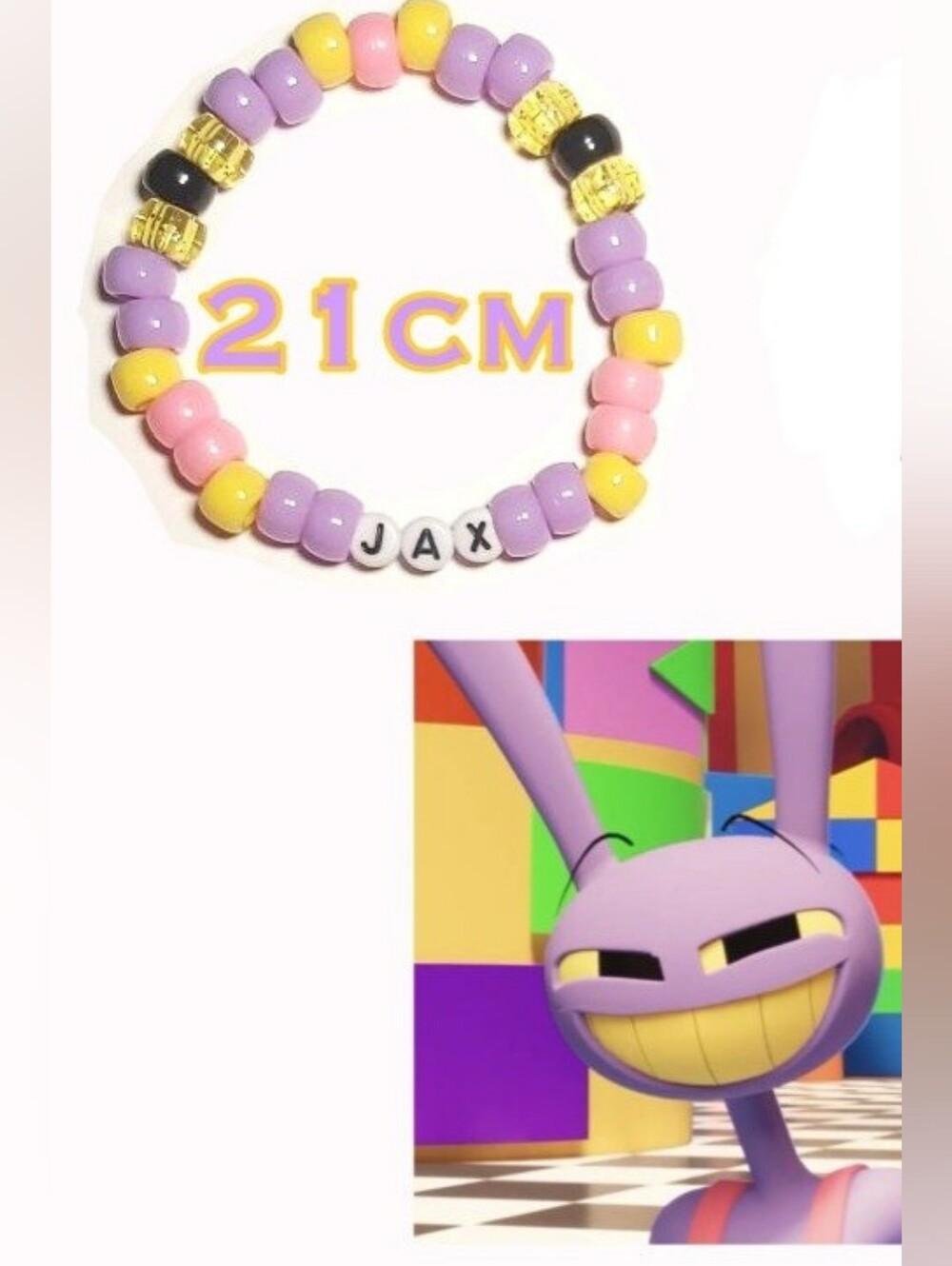 The Amazing Digital Circus 'JAX' Inspired Handmade Kandi Beaded Bracelet